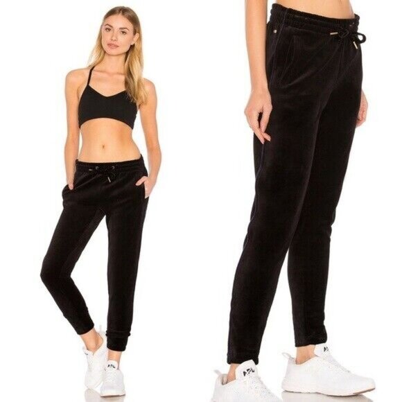ALALA Pants - REVOLVE Alala Velour Joggers Black Stripe Womens Size‎ Small Sweatpants Velvet S